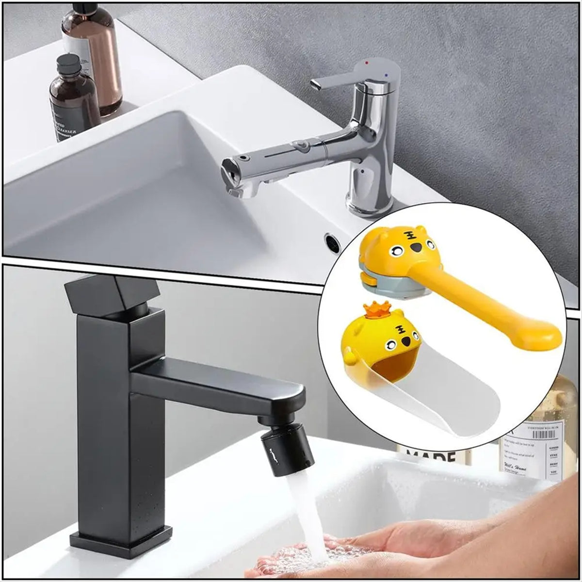 Cartoon Animals Faucet Extender for Kids Hand Washing in Bathroom Sink Accessories Kitchen Convenient for Baby Washing B