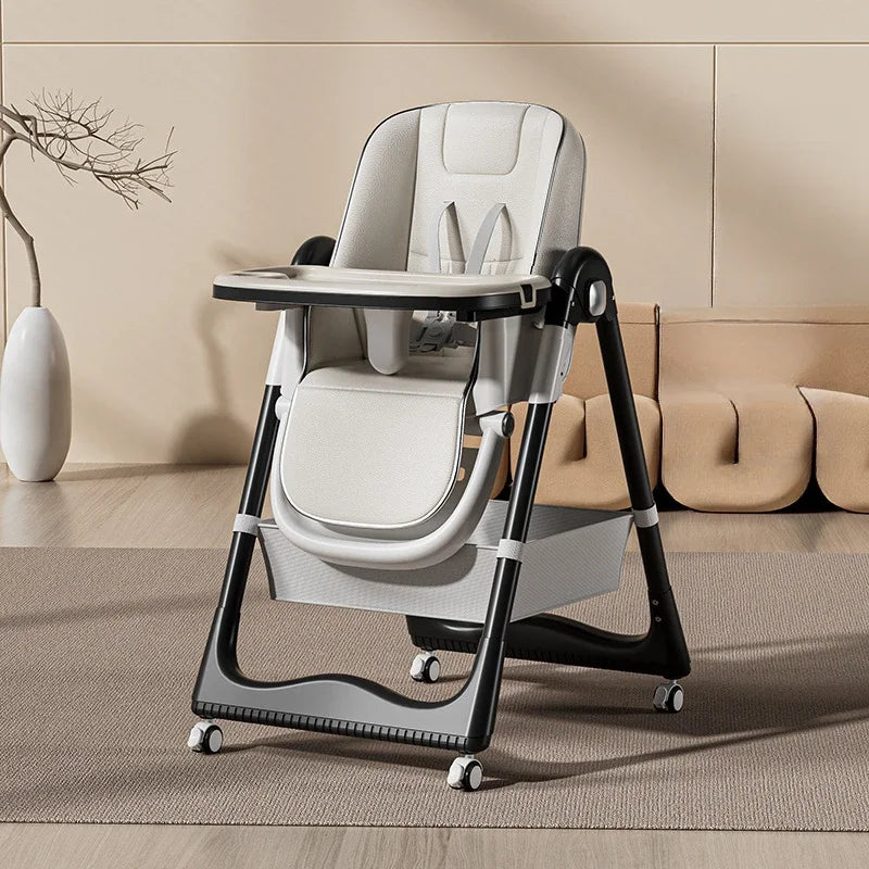 Baby dining chair, multifunctional dining table chair, adjustable height, one click adjustable, foldable, and reclining