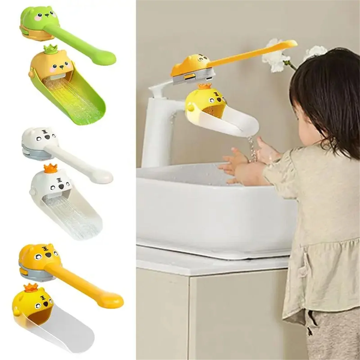 Cartoon Animals Faucet Extender for Kids Hand Washing in Bathroom Sink Accessories Kitchen Convenient for Baby Washing B