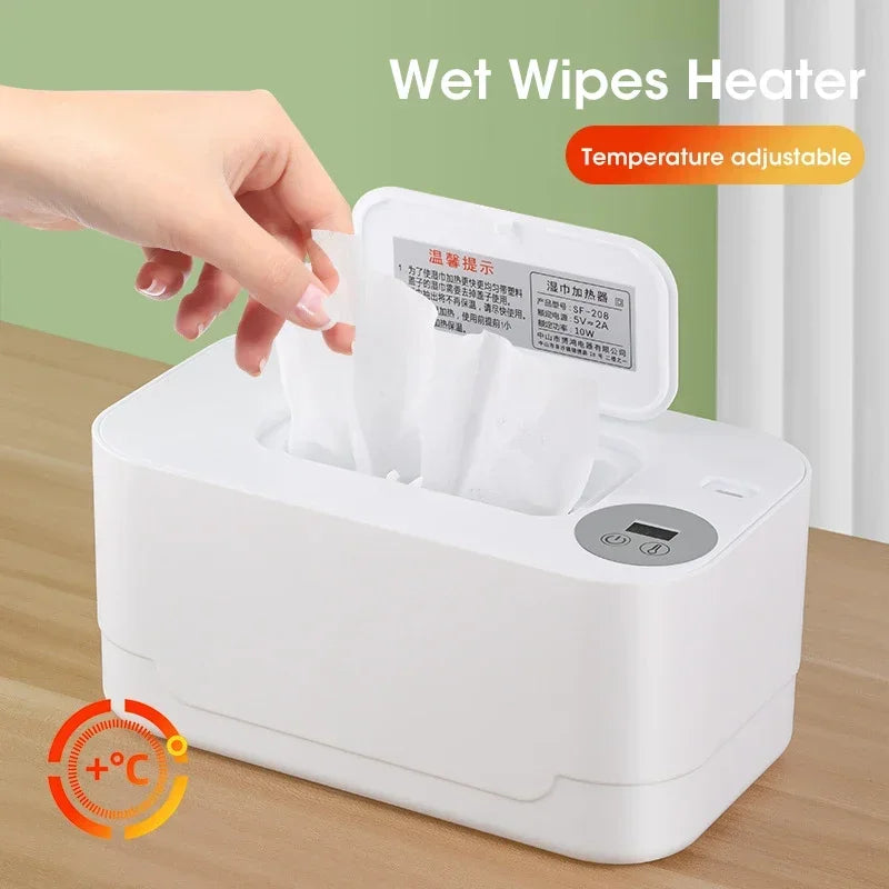 Baby Wipe Warmer Heater with LED Display Wet Towel Dispenser Portable USB Charge Baby Wipe Warmer Napkin Heating Box Home/Car