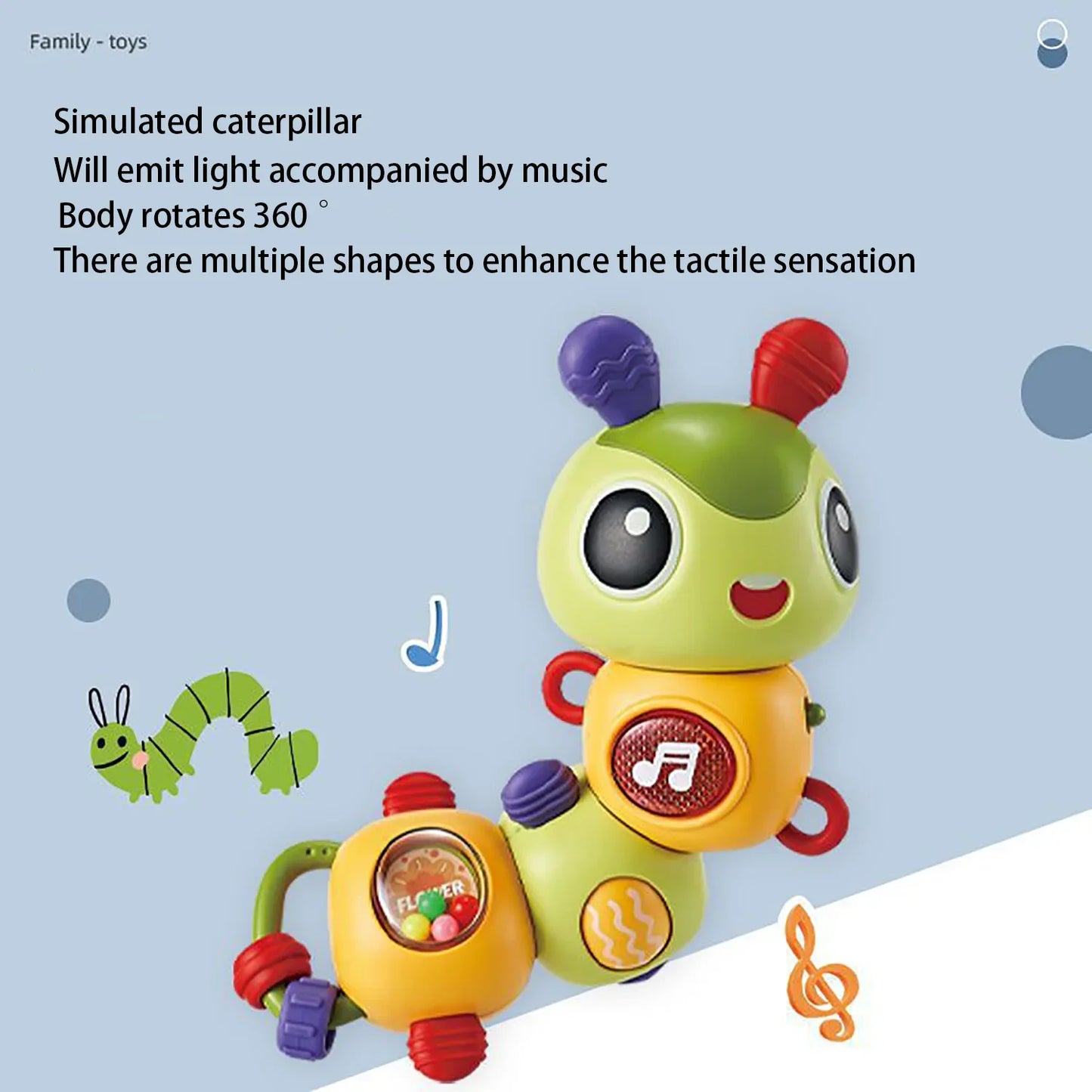 Baby 12 Months Baby Music Caterpillar Toy Baby Sound and Light Interactive Toy Children's Motor Skills Interactive Toy