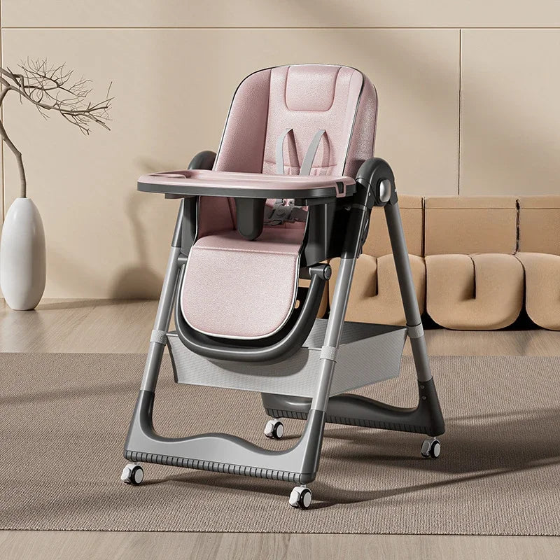 Baby dining chair, multifunctional dining table chair, adjustable height, one click adjustable, foldable, and reclining