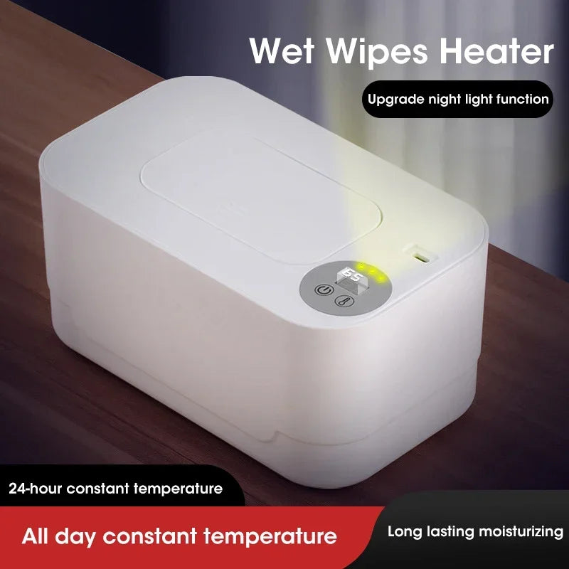 Baby Wipe Warmer Heater with LED Display Wet Towel Dispenser Portable USB Charge Baby Wipe Warmer Napkin Heating Box Home/Car