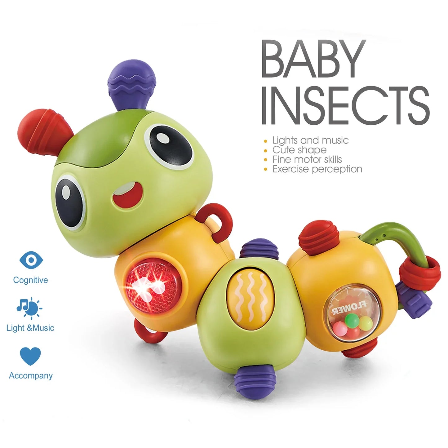 Baby 12 Months Baby Music Caterpillar Toy Baby Sound and Light Interactive Toy Children's Motor Skills Interactive Toy