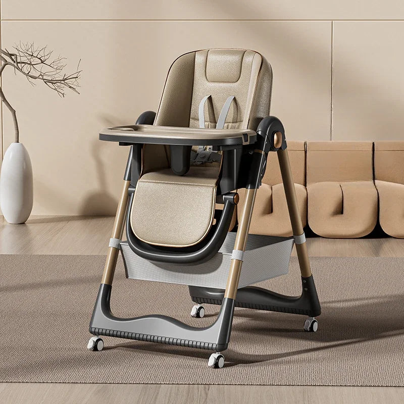 Baby dining chair, multifunctional dining table chair, adjustable height, one click adjustable, foldable, and reclining