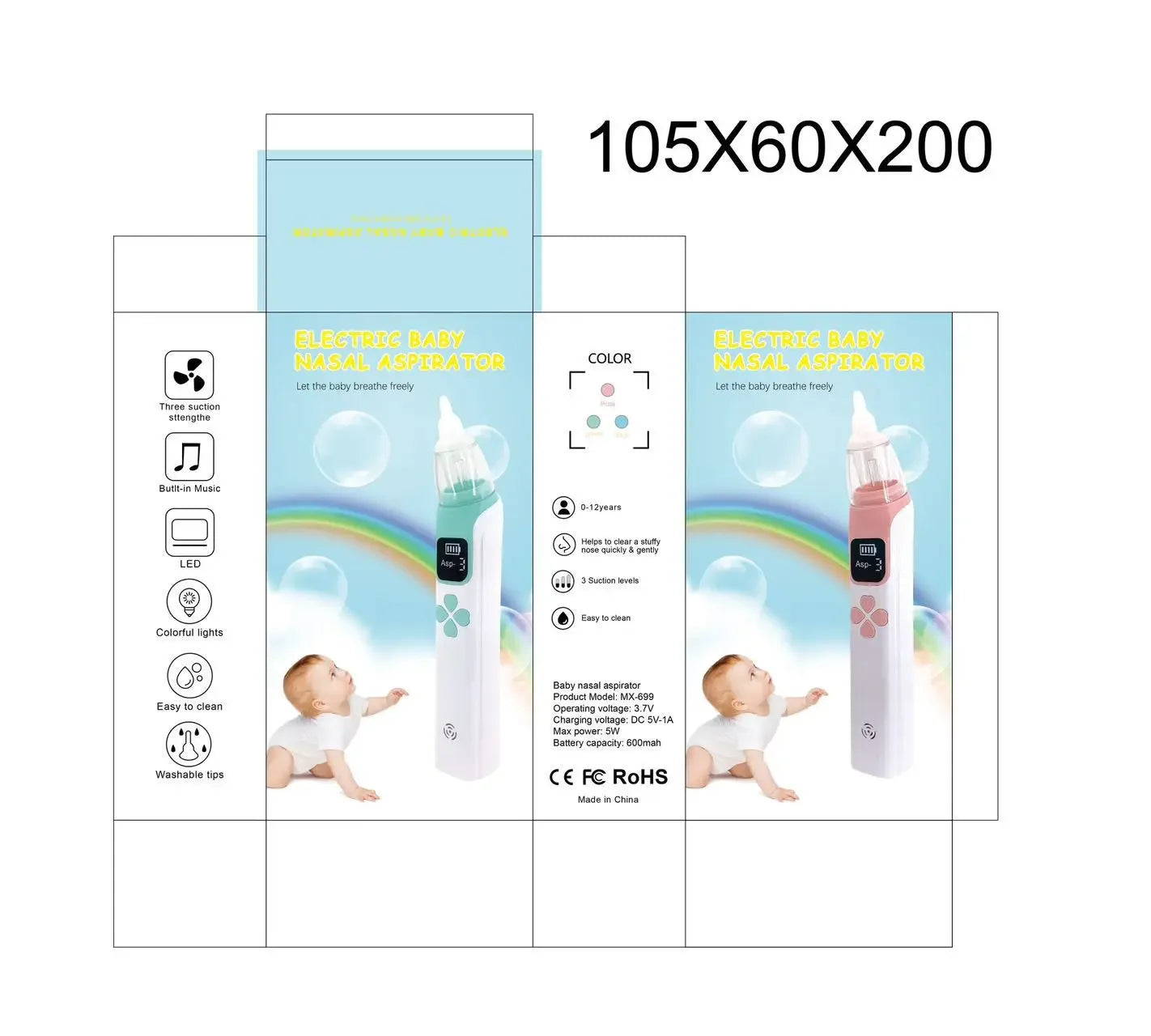 3-in-1 Electric Nasal Aspirator Baby Absorber Equipment Silent Utensils Obstruction Rhinitis Cleaner New Born Items Care Tools.