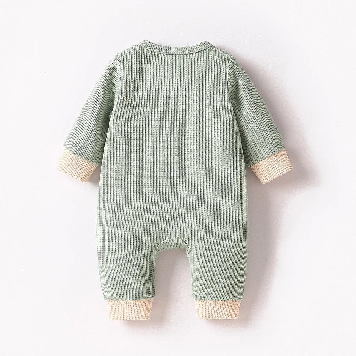 Baby Boys Fall Long Sleeve Solid Single Breasted Green Casual Daily Jumpsuit Newborn-6M