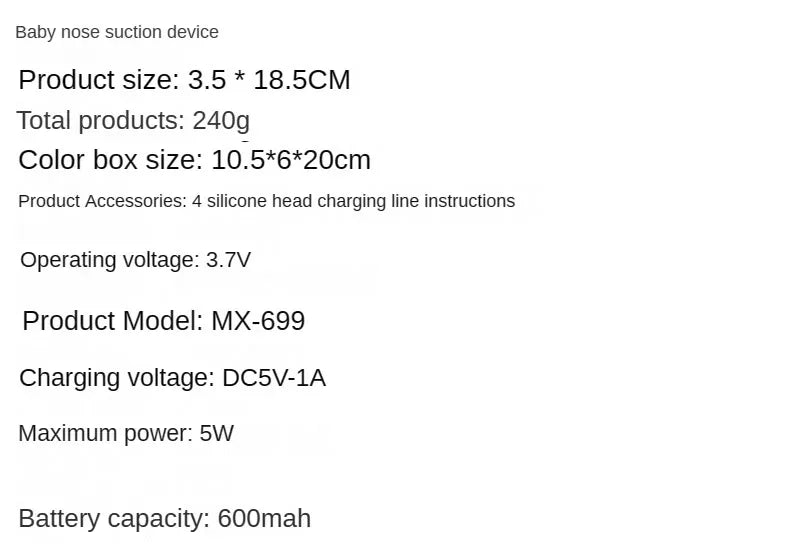 3-in-1 Electric Nasal Aspirator Baby Absorber Equipment Silent Utensils Obstruction Rhinitis Cleaner New Born Items Care Tools.