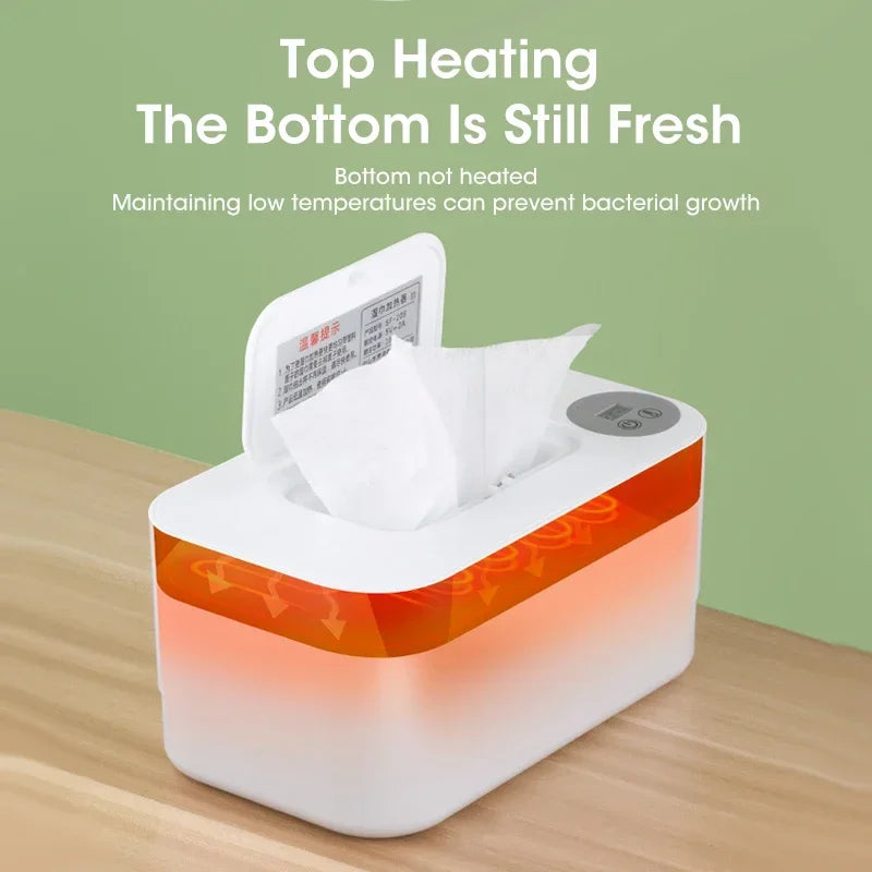 Baby Wipe Warmer Heater with LED Display Wet Towel Dispenser Portable USB Charge Baby Wipe Warmer Napkin Heating Box Home/Car